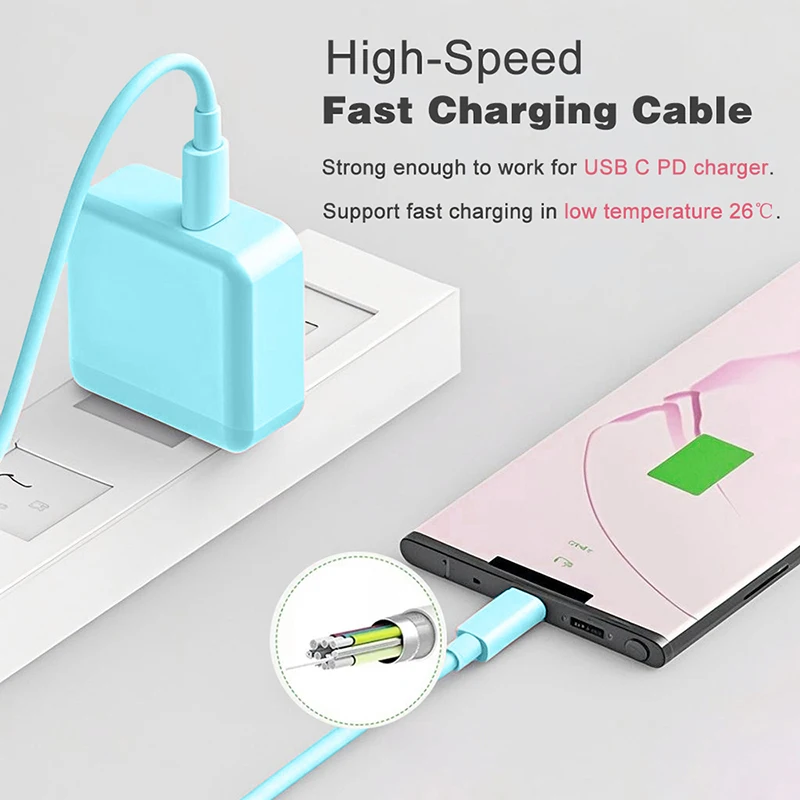 5-10개 USB C to C 컬러 케이블 (애플 폰 15, 삼성 60W PD 고속 충전 안드로이드 C타입 와이어 코드 케이블 액세서리)