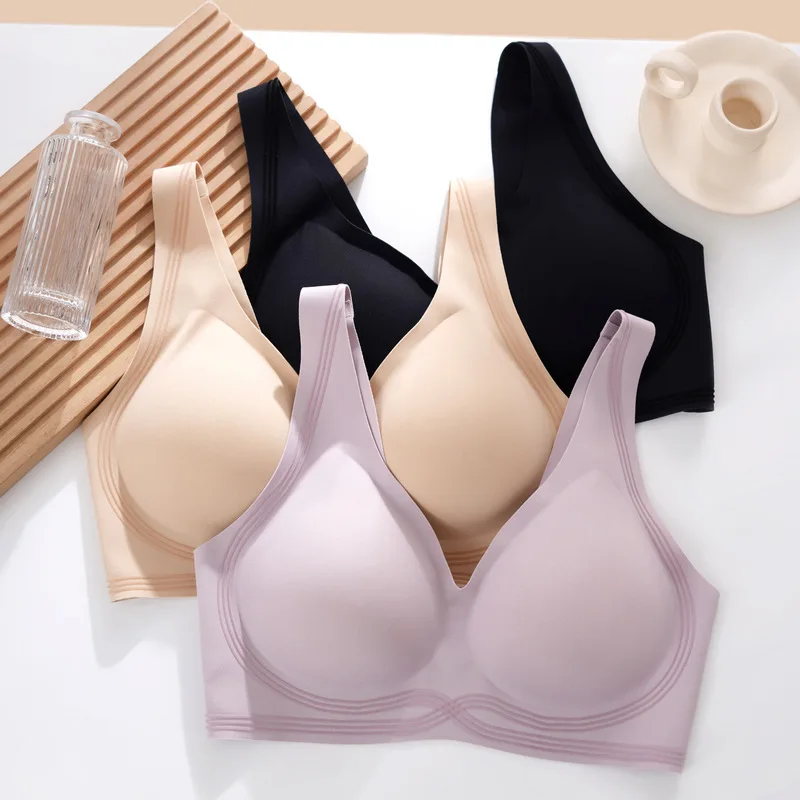 

New flocked seamless underwear gathers for comfort, sports, yoga, one-piece beauty back, bra, vest, bra