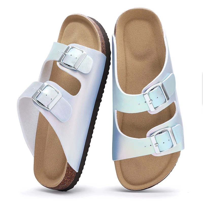 Women Summer Sandals Double Metal Buckle Non Slip Breathable Beach Slippers