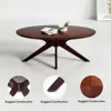 Office Coffee Table, 47" Wood Coffee Tabletop with Wood Frame,Oval Coffee Table for Living Room,Bedroom,47 Inch,Walnut Tabletop 5