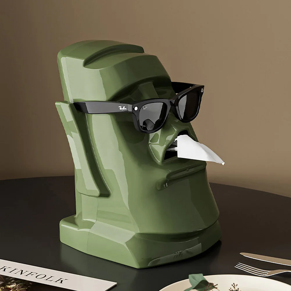 Creative Stone Statue Paper Towel Box Glasses Holder Headphone Stand Tissue Container Tissue Case Home Office Desktop Decoration