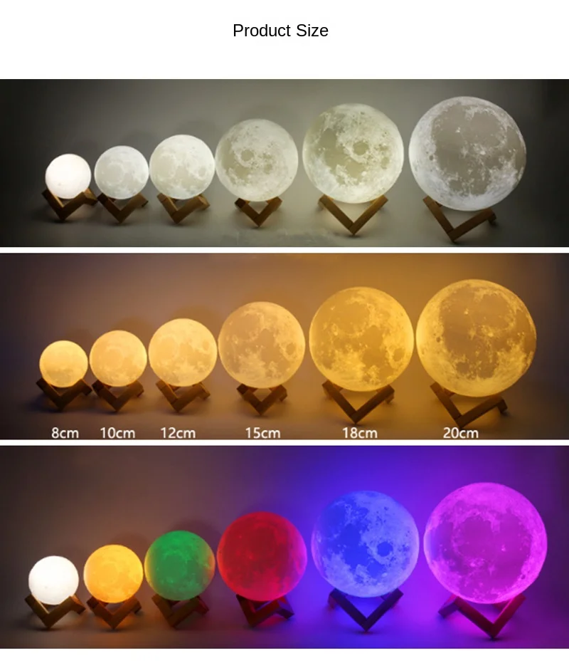 moon night light LED Night Light 3D Print Rechargeable Moon Lamp  Night Light Creative  Switch Moon Light for Bedroom Decoration Birthday Gift mi motion activated night light 2