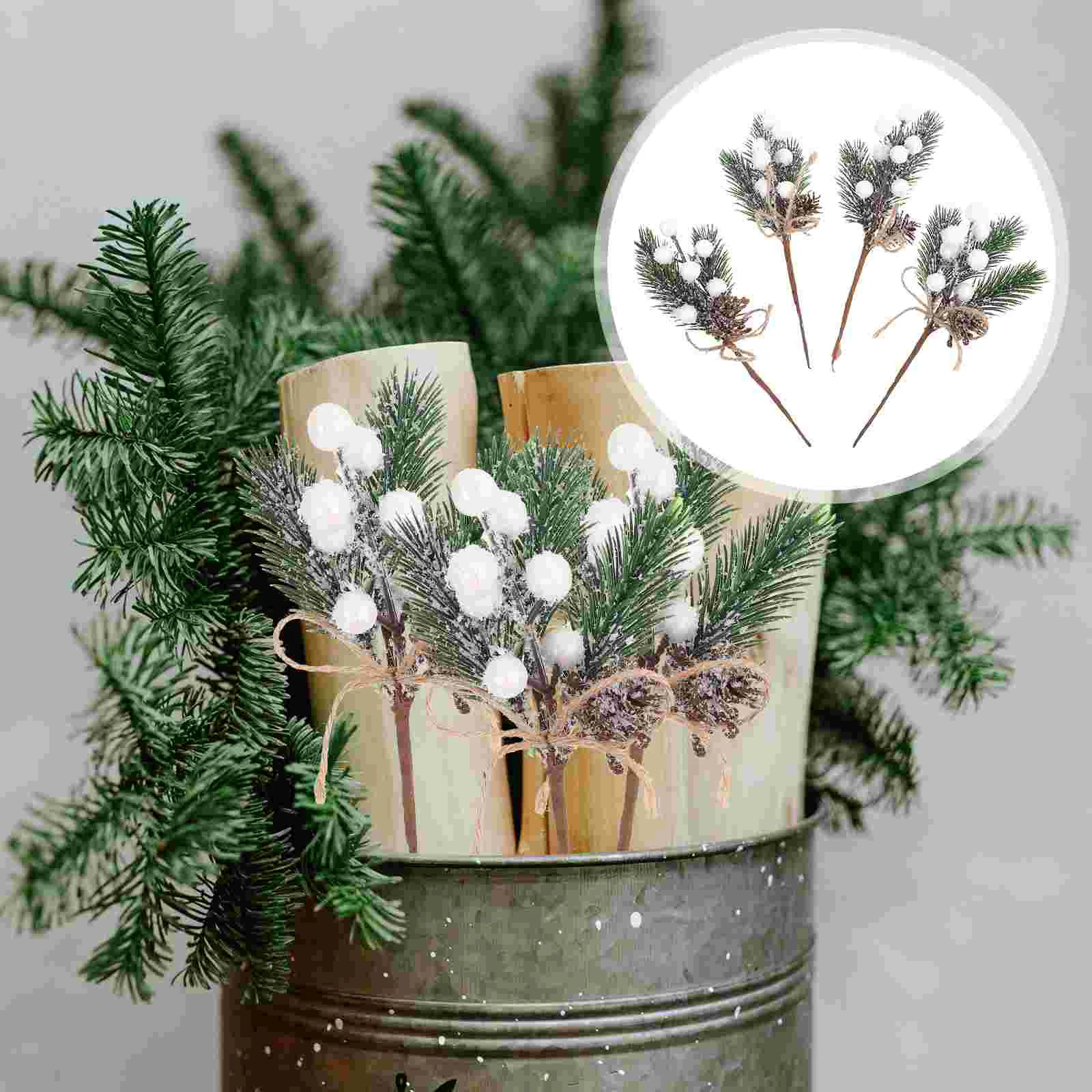 

Christmas Simulation Berry Pine Needle Diy Green Pine Ornament Simulation Christmas Pine Picks Stems DIY Wreath