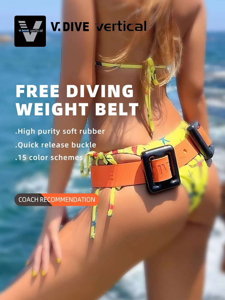 Taiwan V DIVE professional free diving counterweight belt with stainless steel quick release buckle 1250MM natural rubber strip