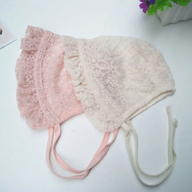 Baby Girl Toddlers Breathable Lacy Bonnet Eyelet Cotton Adjustable Sun Protection Hat Cute Casual Headband Hair Accessories