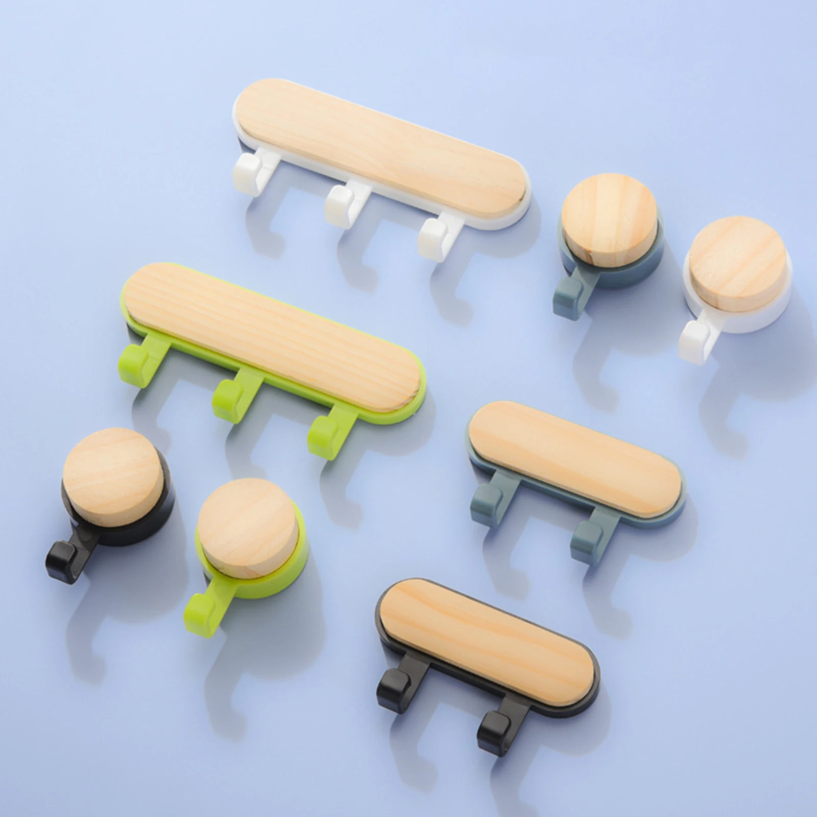 Self Adhesive Hooks 1Pcs Strong ABS Wood Hat Racks Key Hanger Wall Organizer Kitchen Bathroom Accessories