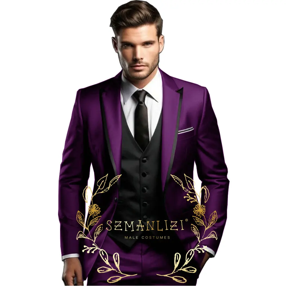 Blazer Jacket Men Western Suit Italian Design 3 Pieces