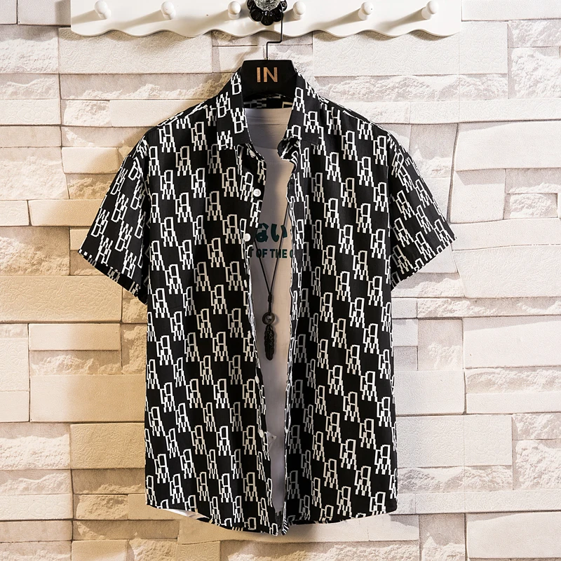 Summer High Quality Cotton Mens Hawaiian Shirt Printed Short Sleeve Big Size Hawaii Men Beach Floral Shirts Multiple 1037 4