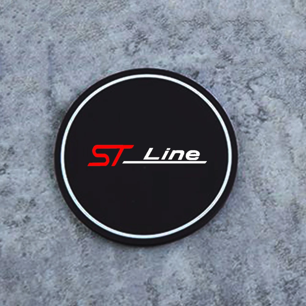 Car coaster pads 2Pcs Car Coasters Water Cup Slots Non-Slip Mat Waterproof Water Cup Mat Drink Pad For ford st line stline fiesta Car Styling