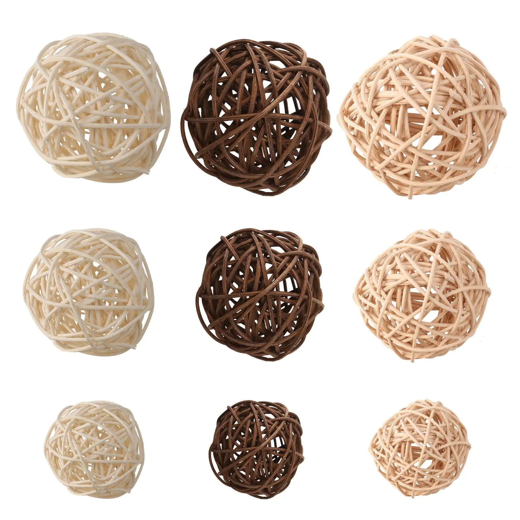 

21 Pcs/Lot Mixed 3 Colors Rattan Balls Vase Fillers for Wedding Party Christmas Decoration, Assorted Three Size(3cm/5cm/7cm)