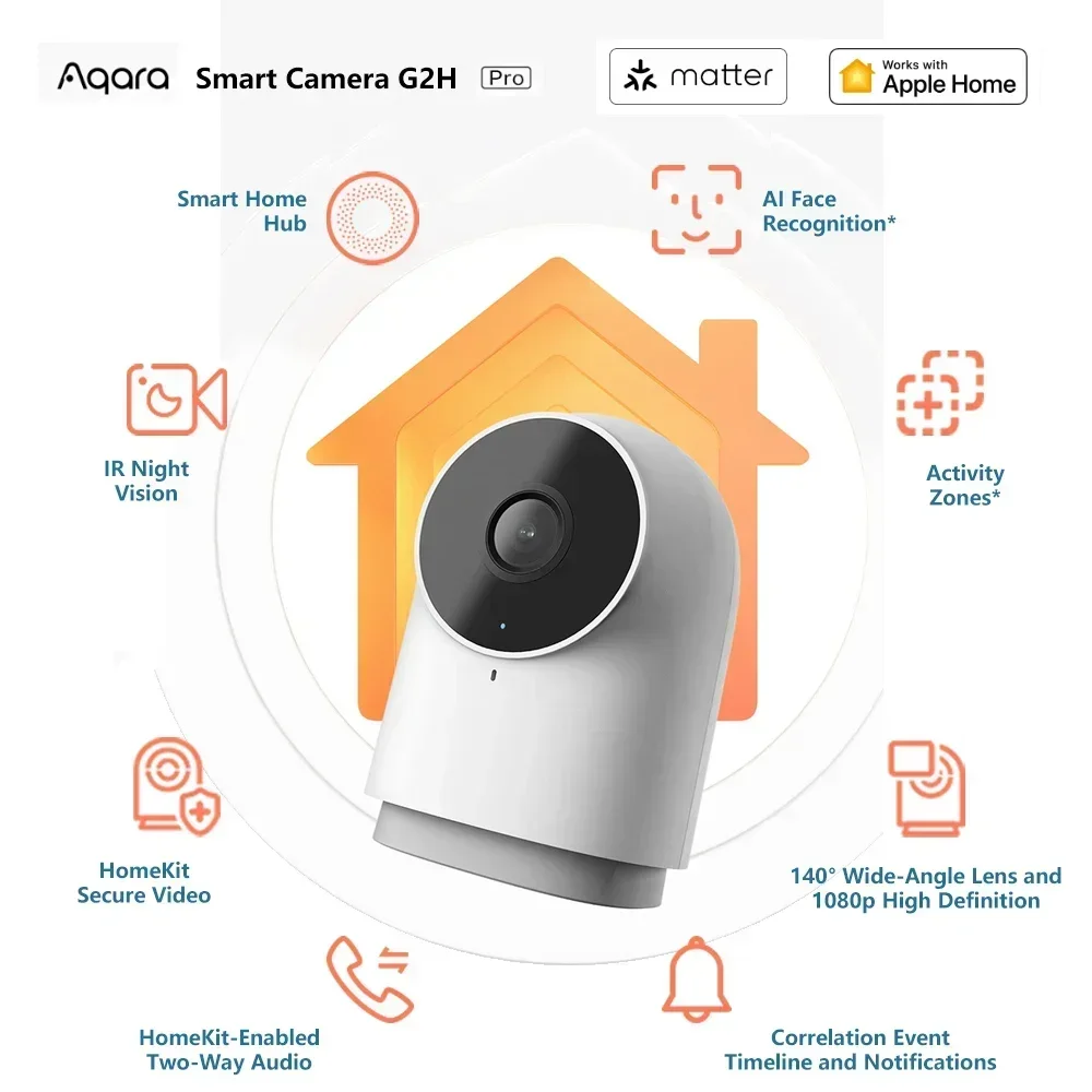 Aqara Smart Camera G2H Pro Gateway Hub Edition 1080P HD Night Vision Mobile Zigbee WIFI IP Surveillance Camera for HomeKit APP 2