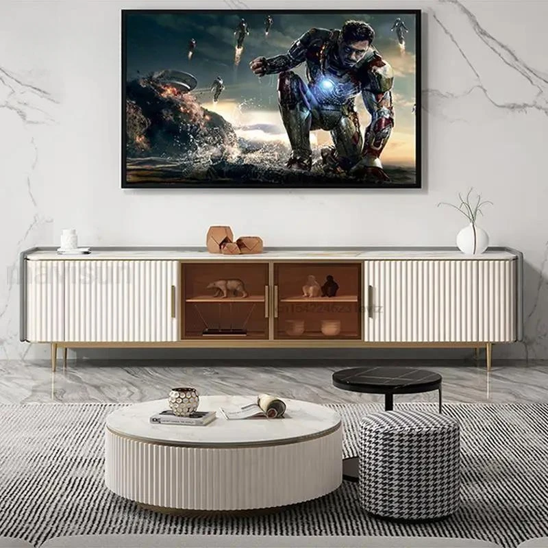 

Подставка для телевизора Simplicity, современный кофейный столик из соснового дерева, с белой краской, с закаленным стеклом