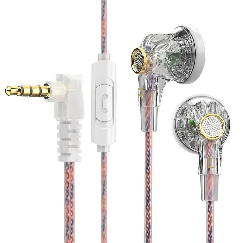 QKZ MDR 플랫 헤드 헤드폰, AUX 유선 다이내믹 드라이버, HiFi 헤드폰, 휴대폰 및 MP3 플레이어용 대형 무빙 코일, 3.5mm
