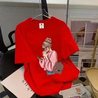 Nouvelles femmes t-shirt mode d'été imprimé coréen à manches courtes femme décontracté col rond vêtements hauts Harajuku manches décontracté 2