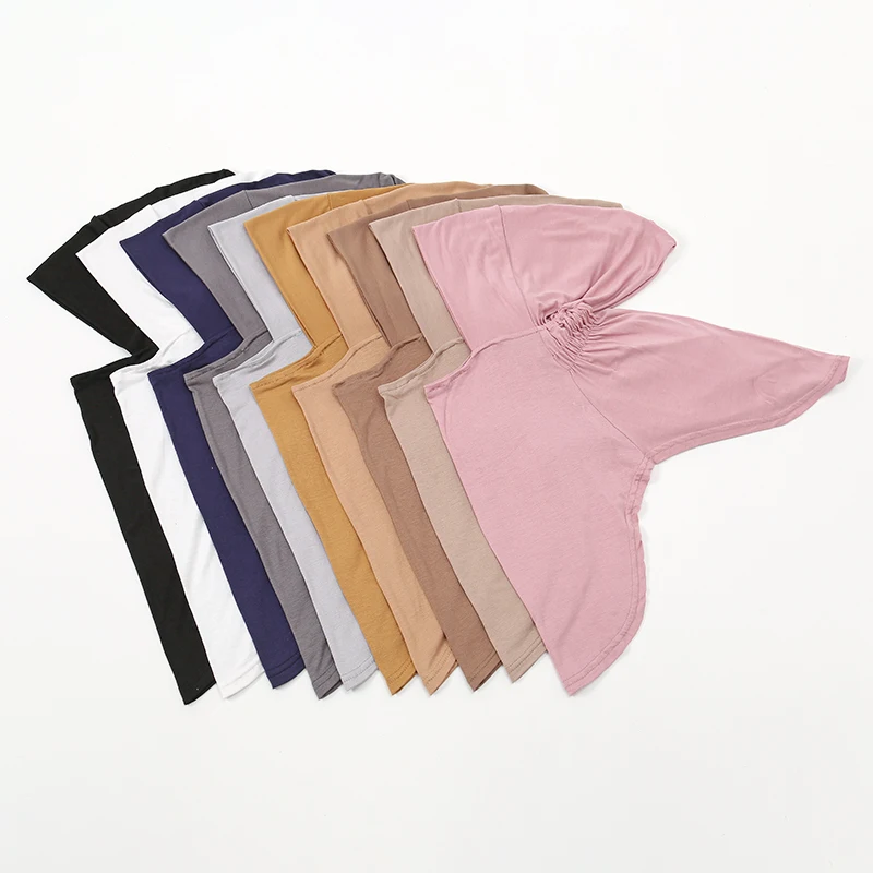 Soft Jersey Cotton Hijab Undercap Islam Instant Underscarf Solid Neck Cover Headband Turban For Women Muslim Bonnets 28*38cm 5