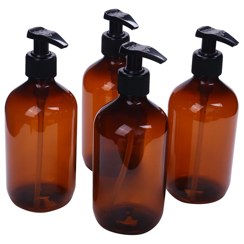 

4Pcs New 500Ml Pump Bottle Makeup Bathroom Liquid Shampoo Bottle Travel Dispenser Bottle Container For Soap Shower Gel
