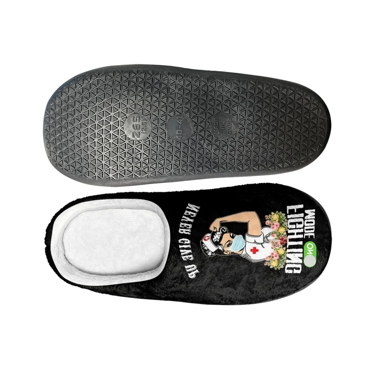 Hospital Medical Equipment Nurse Pattern Cotton Slipper Unisex Wear-Resistant Fashion Non-Slip Indoor Keep Warm Plush Slippers