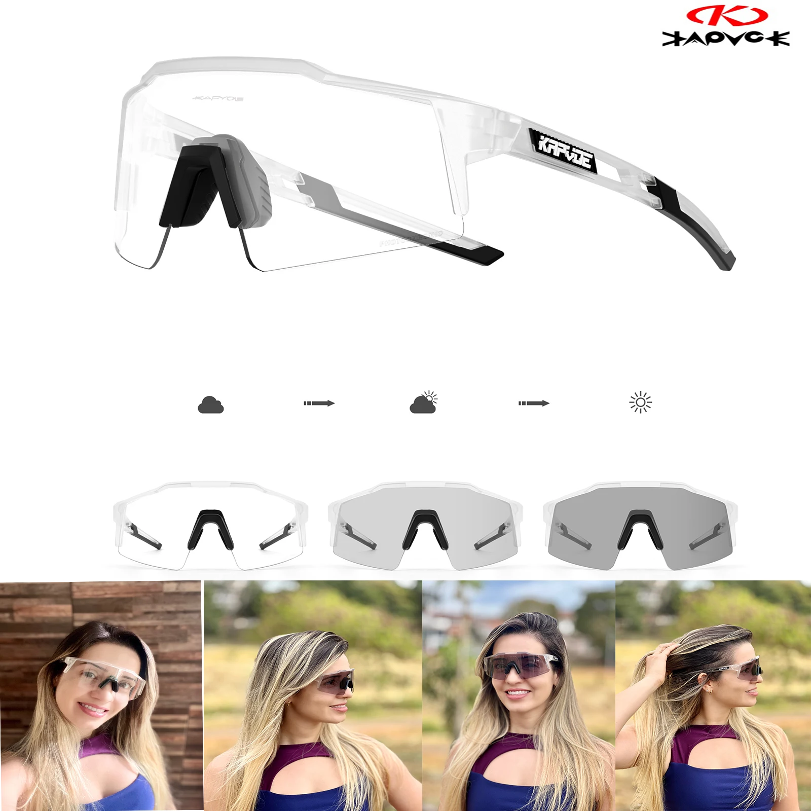 

Солнцезащитные очки Kapvoe фотохромные для мужчин и женщин, UV400, для езды на велосипеде, спорта на открытом воздухе