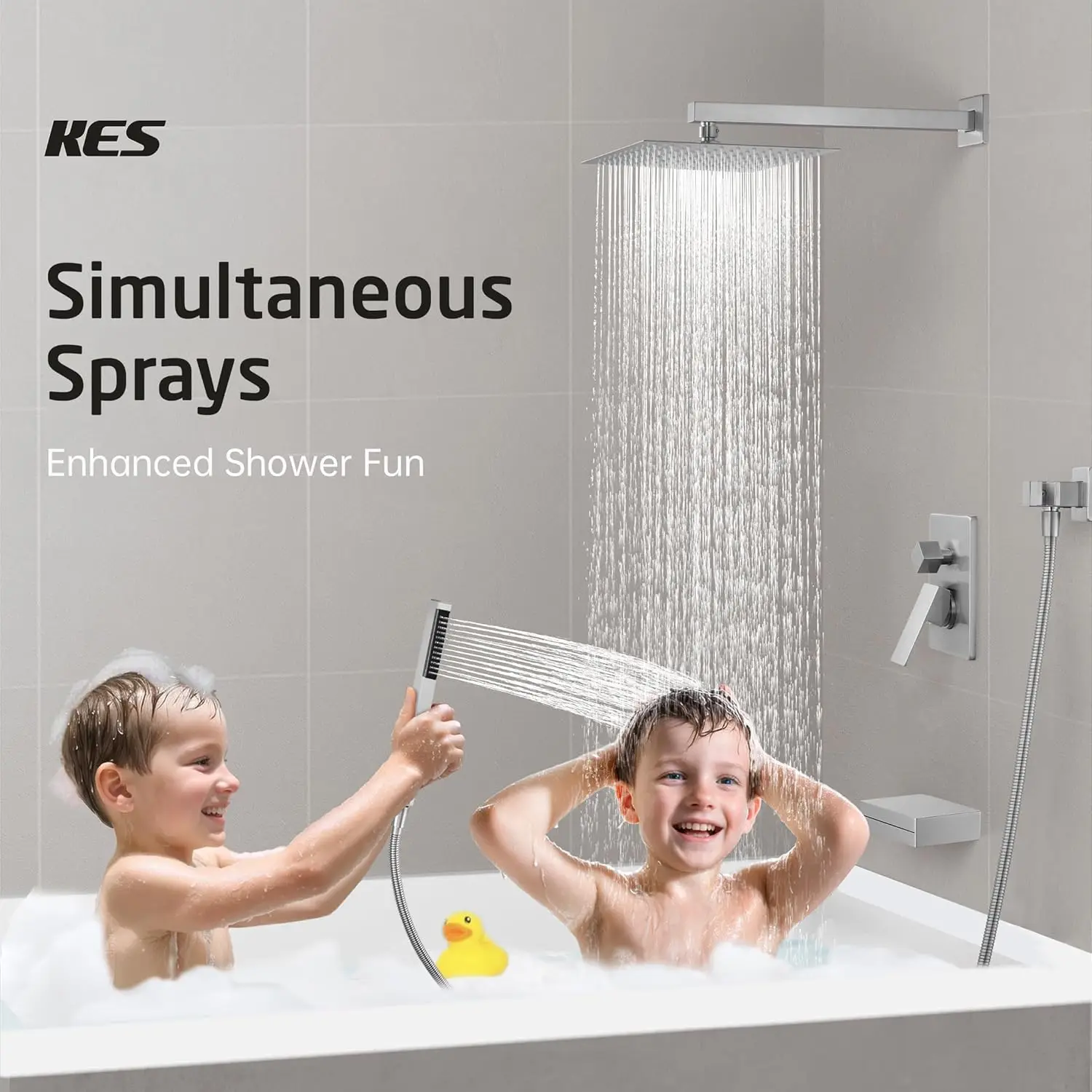 Bathtub Showers Faucet Set with Waterfall Tub Spout Shower System 3-Function Shower Faucets Sets with 10 Inch Rain Shower Head 4
