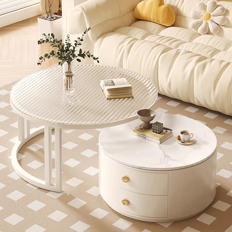 

Белый простой круглый журнальный столик, скандинавские комоды, милый минималистичный кофейный столик с полом, современный стеклянный стол, дополнительная мебель