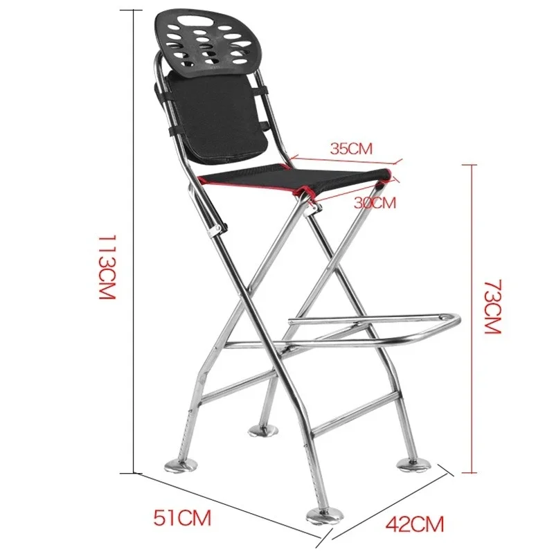Bridge fishing chair stainless steel bridge raft fishing chair foldable portable reclining lift raft high stool