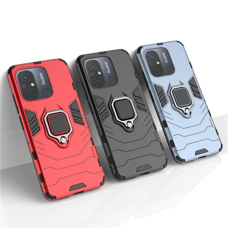 Per Xiaomi Redmi 12C Custodia 6.71 Pollici Antiurto Hard Armor Finger Ring Paraurti Protettivo Per Redmi 12C Custodia Per Redmi 12C Cover