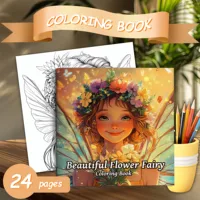 Beautiful Flower Fairny Coloring Book 24 Page Adult Picture Book Gift For Relieve Stress Kill Time Graffiti Painting Drawing Art 1