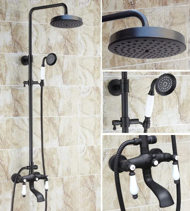 

Смеситель настенный из черной латуни 2hg148 для ванной комнаты, кран «Водопад» для ванны, ручной «Водопад», для горячей и холодной воды