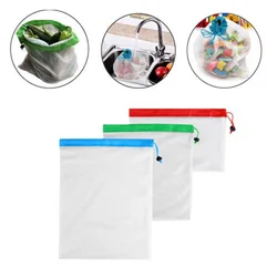 12 - Piece Set of Reusable Washable Mesh Bags for Produce, Toys, and More (3 Pieces)