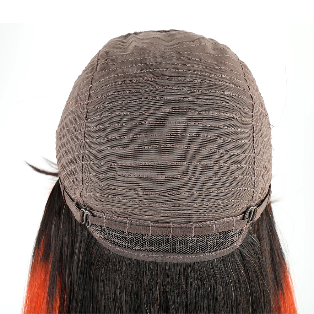 Toocci Straight Human hair Wigs with Bangs 130% Density Long Wig 100% Human Hair Wigs for Women Colorful Straight Wig with Bangs