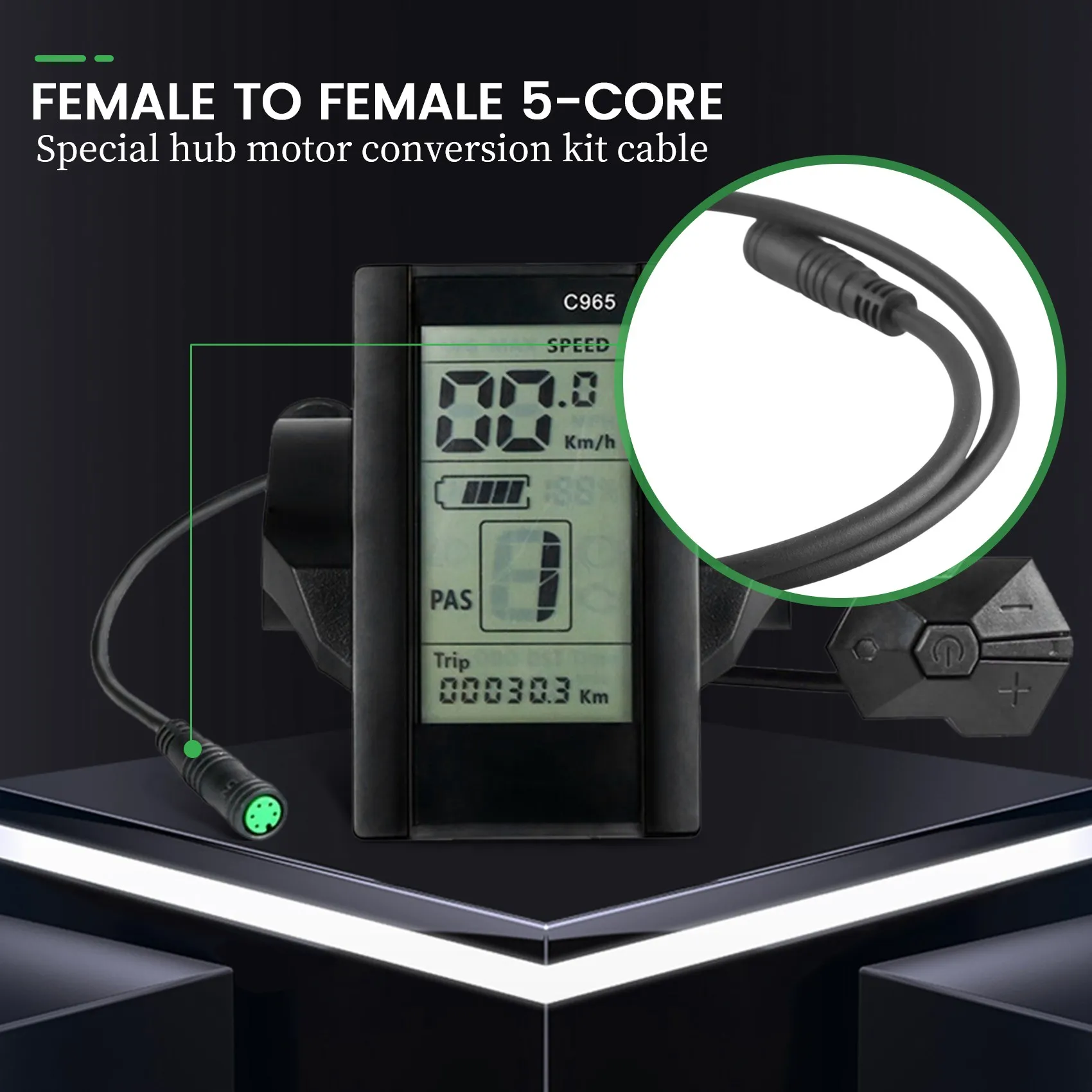 Electric Bicycle Ebike 5 Pin Female to Female Display Extension Cable Connector for Bafang Mid Motor BBS01/BBS02/BBSHD