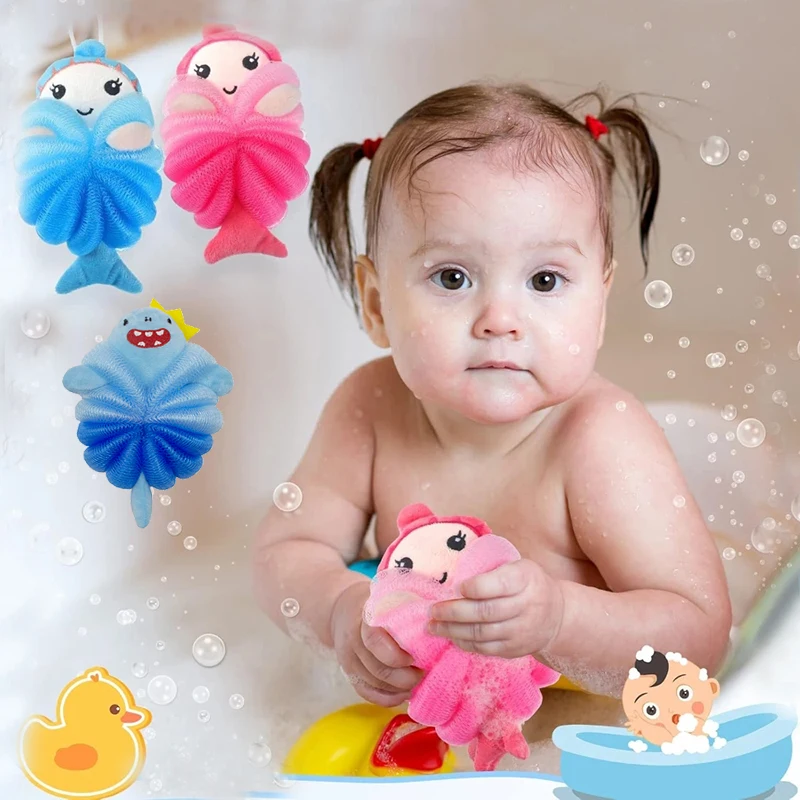 Mermaid Unicorn Sponge Bath Ball Shower Rub Bath Shower Wash Body Pot Sponge Scrubber Color Durable Massage Brush for Kids Tools