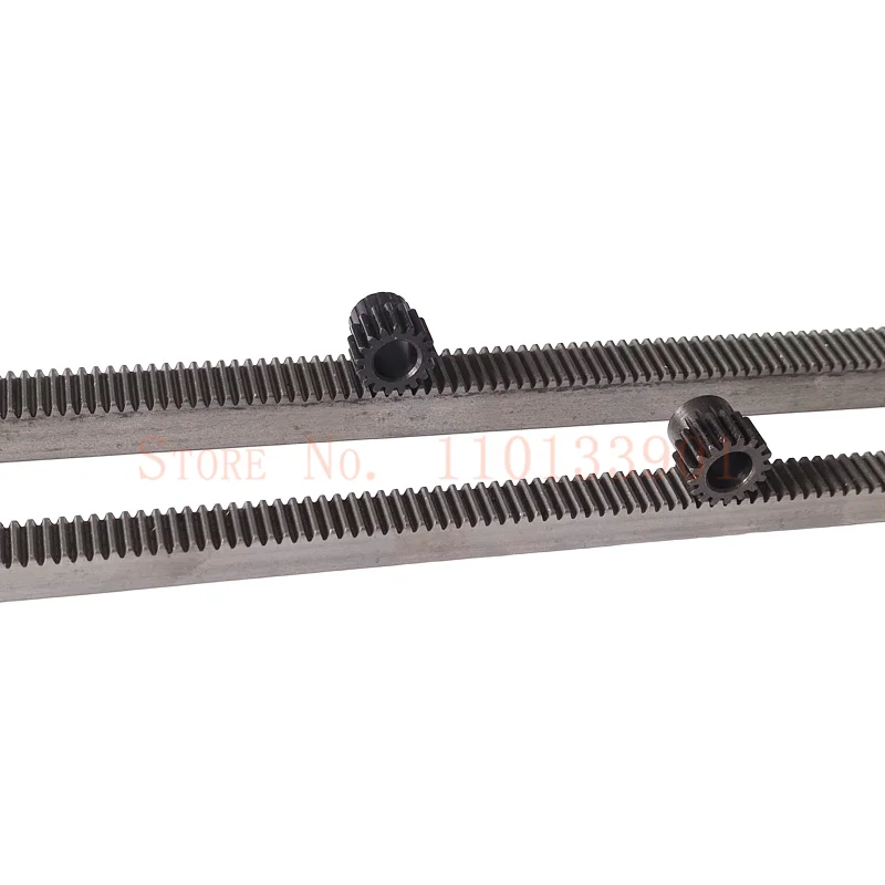 2pcs/lot 1Mod 1 Modulus Gear Rack Steel 10*10*500mm + 2pcs 1M 17teeth 15Teeth Pinion 45 Steel Gear Metal