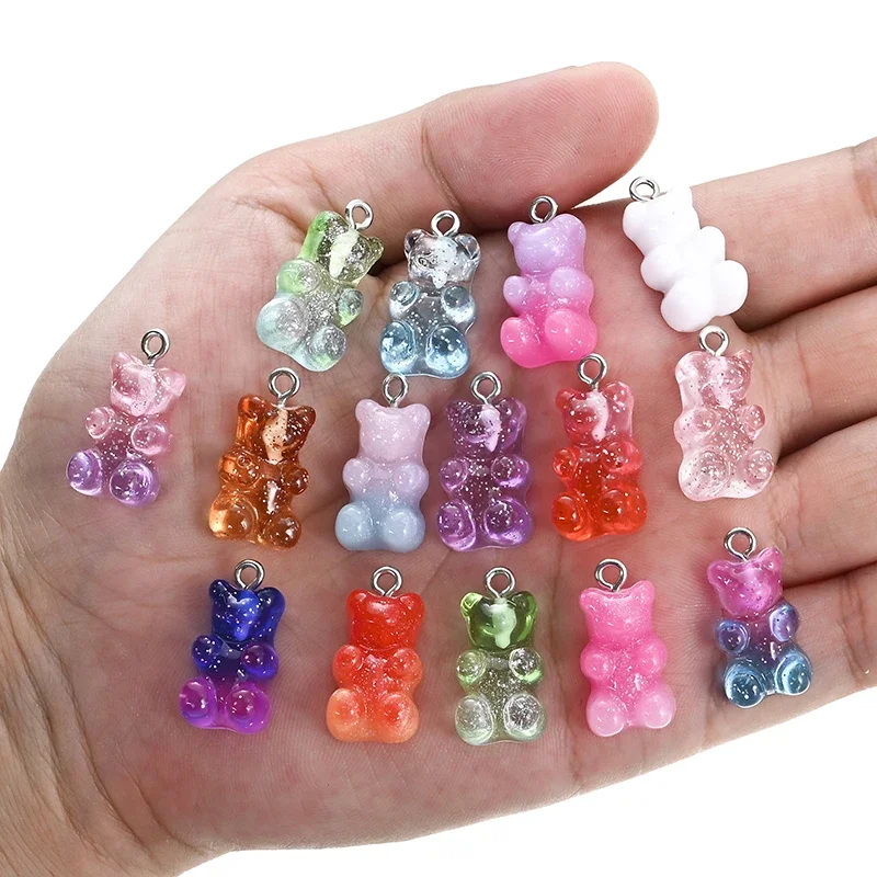 Crystal Candy Bear Pendant Charms for Necklace Bracelet Earrings Jewelry Making Diy Findings Bears Christmas DIY Making