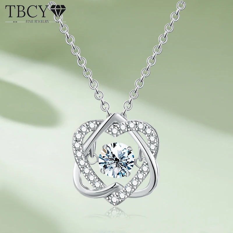 

TBCYD D Color Moissanite Necklace For Women S925 Sterling Silver 18K White Gold Plated Diamond Heart Pendant Neck Chain Jewerly