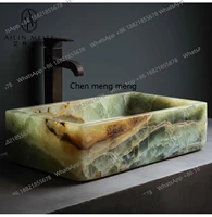 อ่างล้างหน้าหินอ่อนธรรมชาติสไตล์อิตาเลียนหรูหราแบบเรียบง่ายทันสมัย อ่างล้างหน้าแบบตั้งโต๊ะสำหรับใช้ในบ้าน 5