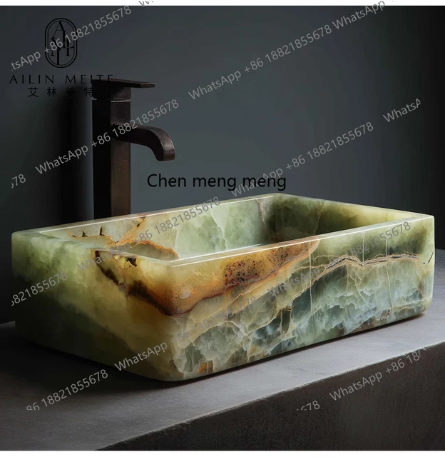 อ่างล้างหน้าหินอ่อนธรรมชาติสไตล์อิตาเลียนหรูหราแบบเรียบง่ายทันสมัย อ่างล้างหน้าแบบตั้งโต๊ะสำหรับใช้ในบ้าน 5