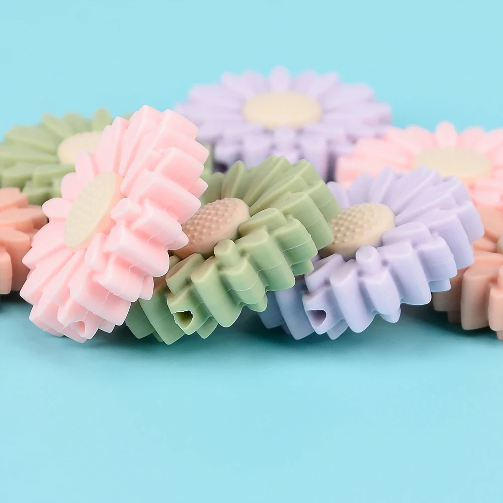 LOFCA 10 Stück 22 mm Chrysantheme Sonnenblume Mini Silikonperlen DIY Perlen zur Herstellung von Armbändern Halskette Schlüsselanhänger Großhandel – Detail 15
