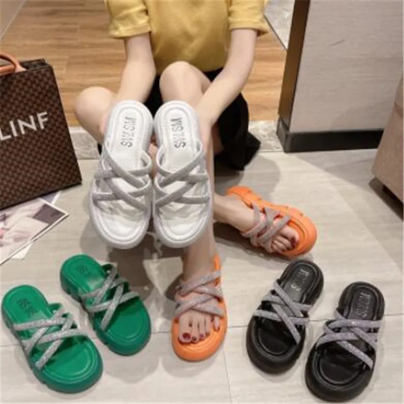 

New Brand Women Slippers Flats Sandals 2022 Summer Platform Shoes Beach Dress Flip Flops Slides Open Toe Women Shoes Lady