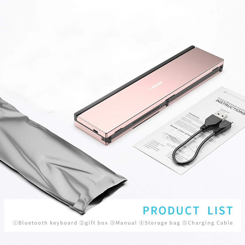 Folding Bluetooth Keyboard Portable Travel Foldable Keyboard for