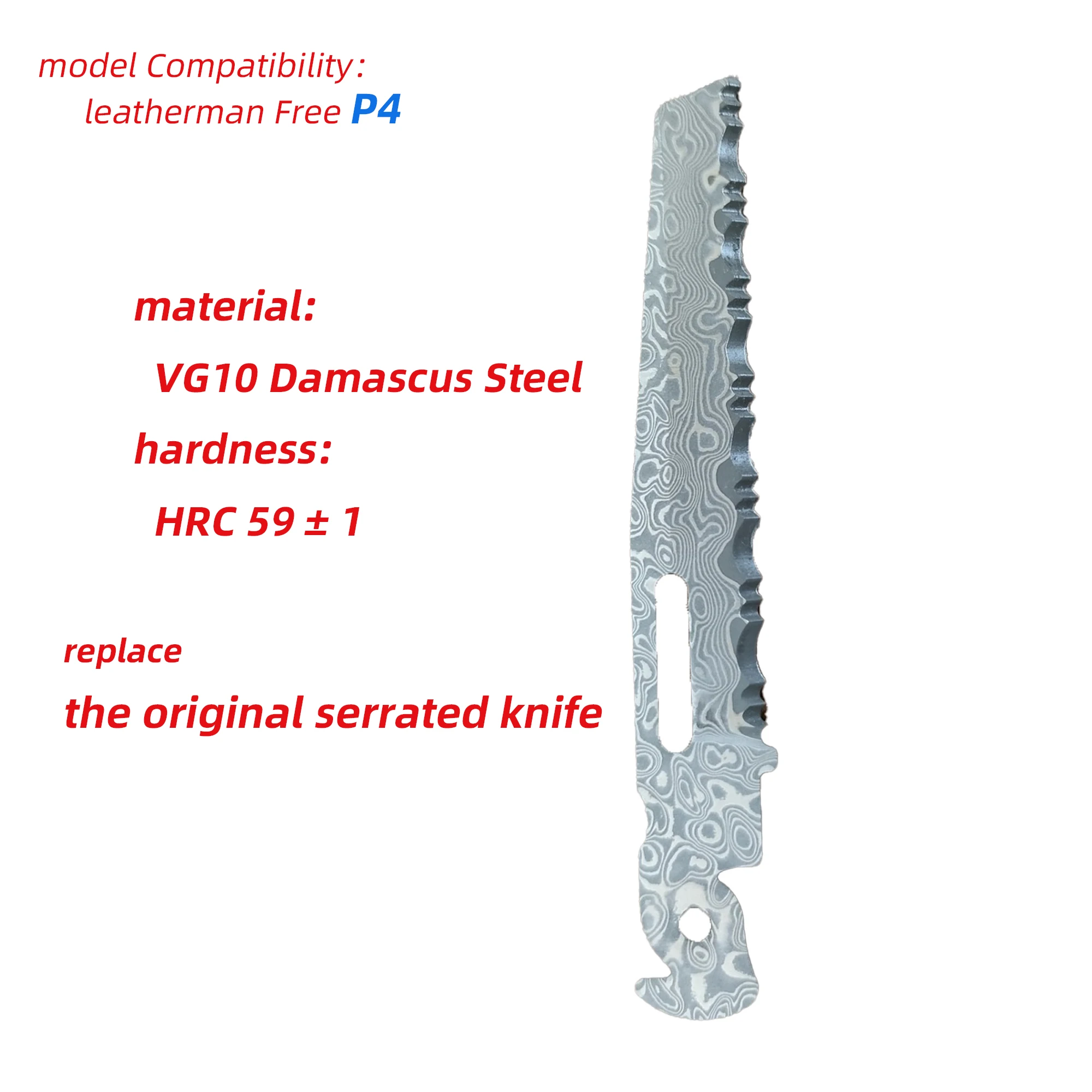 

1 piece VG10 Damascus Steel Replacement part Cutting Hook serrated cutter For leatherman P4 DIY Accessories