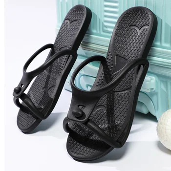 2024 Summer Women Folding Slippers Adults Portable Trip Travel Sandals Couples Indoor Soft Slides Men Beach Non-slip EVA Shoes 1