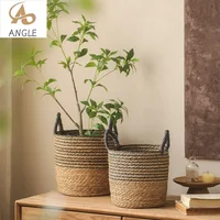 High Quality Wicker Basket For Planter Natural Flower Pot Bamboo Seagrass Woven Storage Baskets Toy Holders Home Garden Deco 1