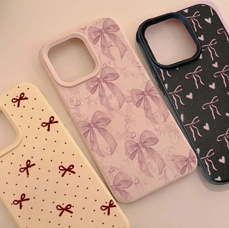 Charming Love Heart Bow Phone Case Collection