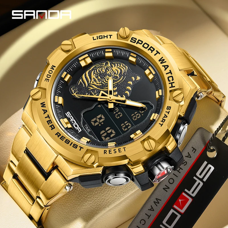 

Sanda 3171-3173 New electronic Korean version simple and fashionable trend black technology multifunctional waterproof watch