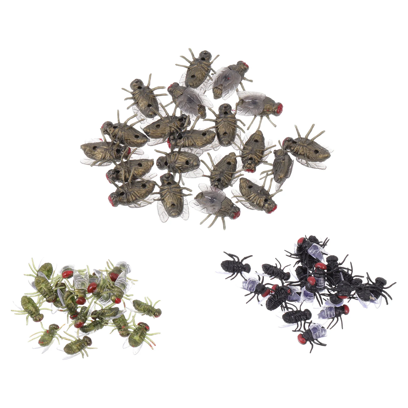 60 Pcs Fly Model Toys Halloween Prank Blowfly Insect Artificial Scary Practical Jokes Party Trick Plastic Black Green