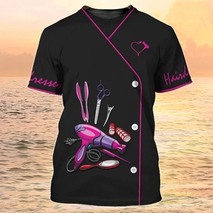 Женская футболка для парикмахерской, одежда в стиле Харадзюку, топы большого размера с коротким рукавом и круглым вырезом, лето