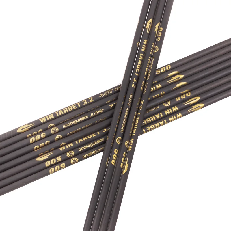 Flèches Carbone TOPARCHERY SP500 30 Pouces 4 Plumes Vertes Lot De 6 Pour Arc