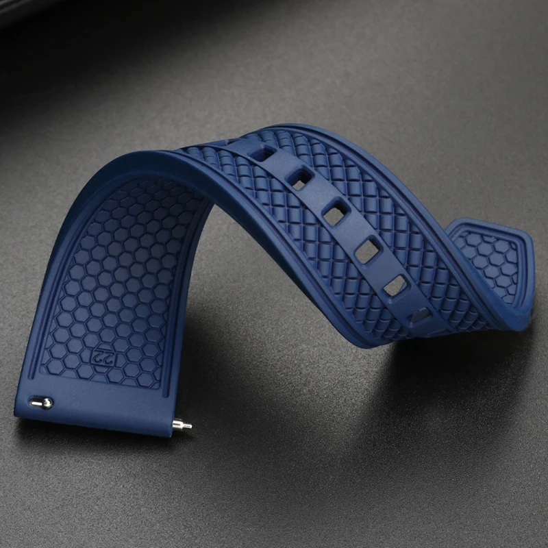 Universal Men's Silicone Dive Watch Strap – Fashionable Waffle Design in 20mm and 22mm Options