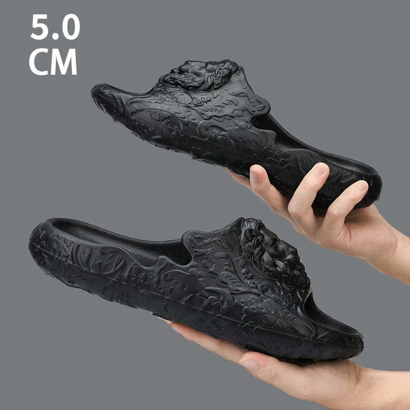 

Slipper Summer Men Domineering Non Slip Bathroom Shoe Male Women Casual Comfortable Platform Slipper Conspicuous Soft Beach Shoe